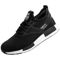 Labor Protection Shoes For Men And Women Four Seasons Lightweight Flying Fabric Anti-Smash Anti-Puncture Work Shoes Safety Shoes 36