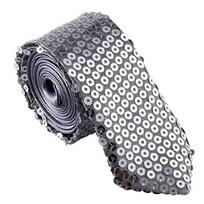 Shining Neck Tie for Stage Show Sparkling Sequined Tie Adjustable Tie Formal Event Tie for Nightclub Music Festival pilka spalva