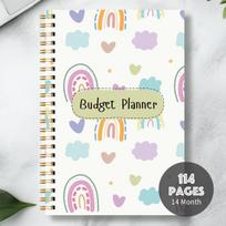 1PC A5 Budget Planner Book with Pastel Rainbow Design, Monthly Expense Tracker, Spiral Binding, Thick No-Bleed Pages balta