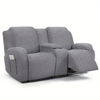 8pcs/set All-inclusive Recliner Sofa Covers Anti-dirty Center Console Sofa Cover Elastic 2Seater Couch Slipcover with Cup Holder