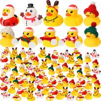 50/100 Pack Christmas Rubber Duck Toys Bulk Christmas Duck Hat Scarf Duck Elk Snowman Santa Claus Multi Style Winter Santa (As shown-31551)-