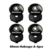 4pcs 56/60mm Car Wheel Center Hub Caps Tire Rim Covers Accessories For Skoda Octavia A5 A7 RS Fabia Superb Rapid Karoq