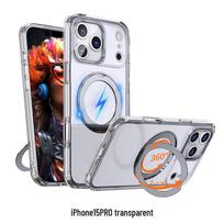 CAXITON iPhone 15 Pro Transparent Magnetic Ring Stand Case