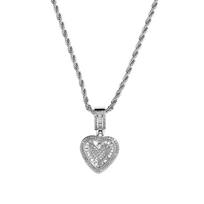 Stone Paved Heart Shaped Necklaces Bling Bing Hip Hop Necklaces Iced Out Pendant  Rapper Jewelry sidabras