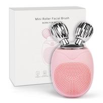 Face roller facial cleansing brush soft skin care anti wrinkles beauty massage tool silicone beauty spatula Usb Recharge rožinė