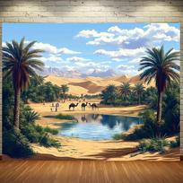 1pc Moroccan Desert Oasis Polyester Background - Multi-functional banner for room and garden decoration, weddings, birthdays 47.2x31.5inch/120*80cm
