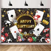 1 item, 2D flat design, casino birthday background, Las Vegas casino night party background, casino-themed poker party banner, w 47.2x31.5inch/120*80cm white