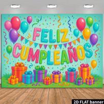 2D flat surface 1-piece luxurious blue-themed birthday backdrop suitable for families and offices 47.2x31.5inch/120*80cm