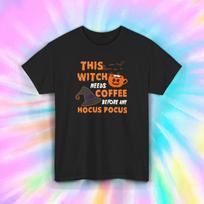 This Witch Needs Coffee Before Hocus Pocus Funny Halloween Gift T-Shirt S-5XL XXL