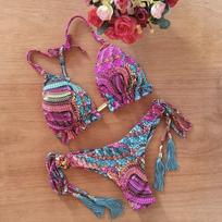 2022 Sexy Bikini Floral Print Swimwear String Bikini Set Push Up Swimsuit Bikinis Women Biquini Beach Bathing Suit Women M