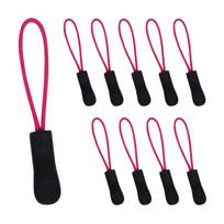 Zipper tab set of 10 total length 6.5cm zipper pull raudona