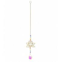 Crystal Lotus Hanging Wind Chimes Stained Glass Suncatcher Sun Catcher Room Pendant Decor Aesthetic Landscape Garden Decor