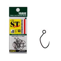 YARIE No.732 ST Hook Vertical Eye Barbless Single Hook for #8 juoda