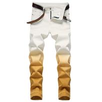 High Street Style, Fashionable, Hanging Dyed, Gradually Yellow Elastic Slim Fit Jeans With Small Feet 29