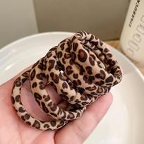 Leopard Print Hair Ties 5 or 10 Pack Elastic Rubber Ponytail Holders for Women Girls, Fashion Animal Pattern Hair Accessories for Daily/Sports/Party 5pcs Coffee Color Leopard Print