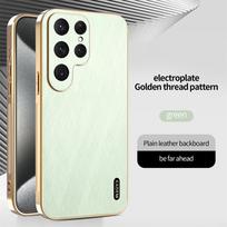 Auksinės šilko tekstūros odinis telefono dengimo dėklas, skirtas Samsung Galaxy A55 A54 A53 A52 A35 A16 A06 A34 A33 5G, galvanizuotas tvirtas dangtelis For Samsung A71 5G žalia