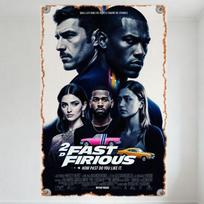 2 Fast 2 Furious Vintage Metal Tin Sign, Movie Poster Design with Cars & Characters, Home Bar Man Cave Wall Decor 20x30cm（7.8x11.8inch）