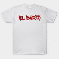 Men Black Print T-shirt El Barto No-Cut Transfer Paper Print Cotton Tshirt 4XL balta