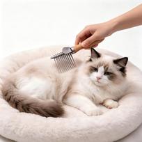 Dog And Cat Dematting Brush & Undercoat Rake, Professional Pet Dematting Comb With Wood Handle, Stainless Steel Deshedding Tool smėlis