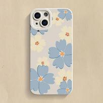 Vasarinis mėlynas didelės gėlės telefono dėklas iPhone 16 14 15 13 12 11 Pro Max X XR XS 7 8 Plus SE 2020, smūgiams atsparus silikoninis minkštas dėklas iPhone 12