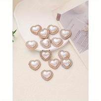 Širdelės formos deimantukų ir dirbtinių perlų dekoras Namų drabužių aksesuarai „Pasidaryk pats“ papuošalų gamybos reikmenys Heart-shaped Small Pearls 10pcs įvairiaspalvis