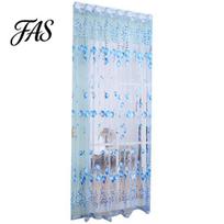 Tulpės gėlė Voile Užuolaidos Užuolaidos Panel Kambario Skaidrus namų durų langų dekoravimas 100cm x 200cm(On Rod) mėlyna