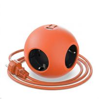 Rutulinis prailgintuvas su USB prievadais, daugialypis prailgintuvas su USB C įkrovimu staliniam kompiuteriui, namų biurui oranžinė