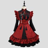 Anime Lolita Maid Dress Red Black Chinese Dress Relief Jacquard Cosplay Costume Maid Dress Trending Party Costumes S -5XL S raudona