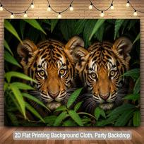 2D plane 1 piece Tigers live among plants Background fabric suitable for outdoor activities and room decoration 47.2x31.5inch/120*80cm