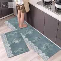Kitchen Rug Set With Cartoon Fish Print Cute Kids Doormat Non-slip Floor Mat Absorbent For Bathroom Bedroom Mats 40x60cm+40x120cm
