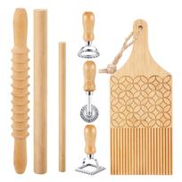Gnocchi makaronų įrankių rinkinys su medine lentelė ir ravioli antspaudu Gnocchi gaminimo įrankis Puikiai tinka gaminant rankų darbo makaronus beige