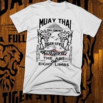 Muay Thai T-shirt Thai boxing Sak Yant tigers Tattoo Thai Boxer Martial Arts tee L