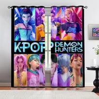 2Pcs K-Pop Demon Hunters Printed Blackout Curtains Suitable For Bedroom Living Room Study Office Bathroom Decor Machine Washable 213x160cm-2PC