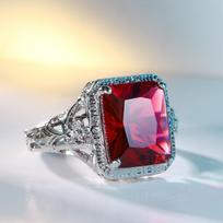 Hollowing Out Carving Flowers Wedding Rings For Women Silver Color Bridal Engagement Ring Red Square Ruby Elegant Luxury Bijoux 6