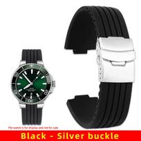 22x11mm 24x12mm išgaubtas galas Silikoninė laikrodžio apyrankė Oris Aquis 7330 7740 Laikrodžio dirželis Nardymo Minkštas guminis vyriškas riešo apyrankė 24-12mm convex black