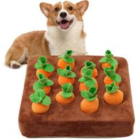 Cartoon-Style Snuffle Mat Felt Pet Puzzle Toys for Dogs Carrot Pulling Chew Toy Plush Foraging Mat Interactive Nose-Work (Brown,35*35cm) ruda