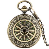 Luxury Luminous Mechanical Pocket Watch Bronze Hollow Wheel Hand-Winding Steampunk Pocket Hanging Chain Antique Watch Best Gifts bronza
