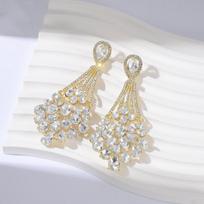 Vintage Crystal Water Drop Earrings For Women With Long Tassels For Wedding And Party Wear Crystal White