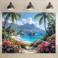2D plokštuma 1 tropinio paplūdimio sienos tapetas plakatas fonas tinkamas kambario dekoravimui 47.2x31.5inch/120*80cm gray