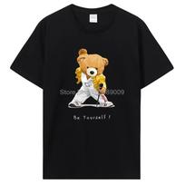 Vocalist Teddy Bear Print Women Unisex Short Sleeve T-Shirt Casual Fashion Cotton Tshirt Funny T Shirt Hip Hop Tees Streetwear 3XL black