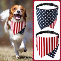 Adjustable Independent Day American Flag Dog Scarf Dog Saliva Towel Dog Collar raudona