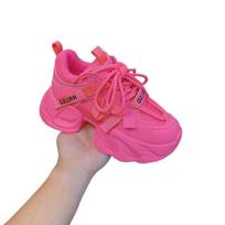 Pink Chunky Sneakers Platform Breathable Thick Sole Sports Shoes for Women Lace-up Fashion Outdoors Walking Woman Casual Shoes 35 raudona