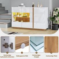 Buffet Commode brillante, socle en bois, commode de couloir 138*38*90,5 cm