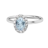Blue Topaz Solitaire Halo Accents Ring –925 Sterling Silver 8.5 balto aukso spalvos