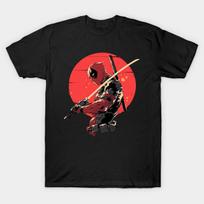 Men Black Print T-shirt Deadpool No-Cut Transfer Paper Print Cotton Tshirt 3XL juoda