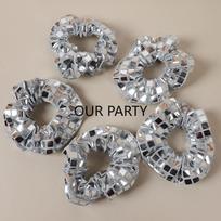 5Pcs Sequin Disco Ball Hair Ties Girl Hair Band for 70s Music Disco Theme Birthday Bachelorette Wedding Party Favors Decoration