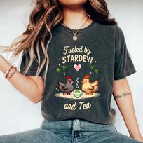 2026 Summer Womens Retro Stardew Valley Print T Shirt Pure Cotton and Breathable Short Sleeve Streetwear Oversized Loose Casual S black