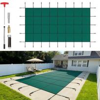 Pool Safety Cover Fits 20x40ft Rectangle Inground Pools, Safety Pool Cover with Drainage Holes, Mesh Solid Pool Cover for Swimming Pool, Winter Safety