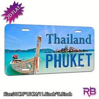 Phuketas Tailandas Tropinis Paplūdimys Longtail Valties Licencijos Plokštelės Stiliaus Aliuminio Metalo Ženklas Kelionės Suvenyras Sienos Meno Dekoras Namams Barui 15x30cm(5.9x7.8inch) gray