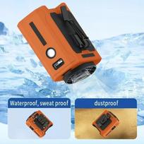 Portable Waist Fan 10000mAh with Power Bank LED Lighting Hanging Neck Fan 5 Speed Strong Airflow Cooling Fan for Outdoor Working oranžinė